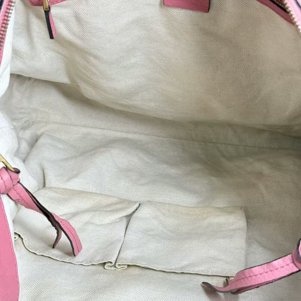 Gucci GG Logo Supreme Shoulder Bag Crossbody with Pink Trim and Green Red Stripe - Picture 9 of 9